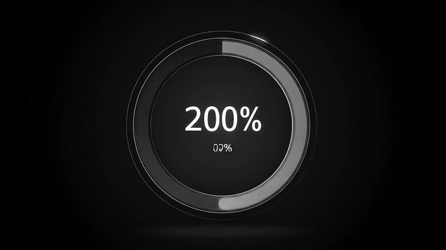 Circular progress indicator at 50% on a black background