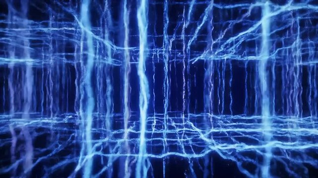 Neural Data Rain Abstract AI Stream in Digital Space