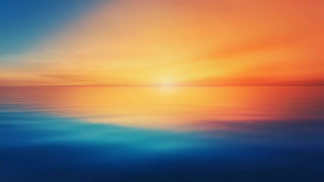 Vibrant sunset reflecting on calm ocean waters creating stunning gradient