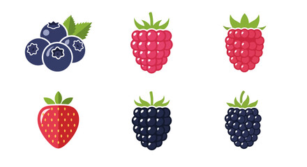 Colorful Berry Medley: Vector Illustration Set