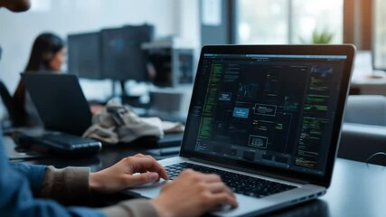 Big data customer analysis and marketing strategy. Targeted customer profiles and behavioral analysis. Analysts use laptops to analyze customer data. 4k video - Powered by Adobe