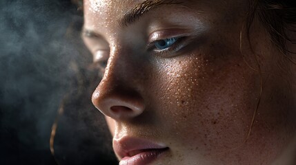 Sweaty Woman Face Close Up