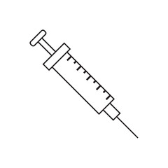 syringe with needle, injection with isolated white background, pictogram