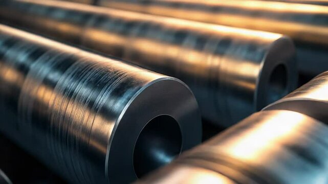 Industrial rollers conveying manufacturing process in factory
