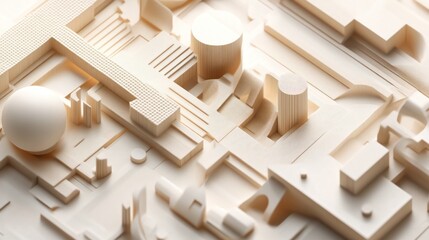 Abstract beige 3D geometric shapes background.