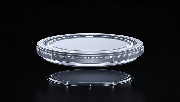 Metallic disc platform, floating, reflective