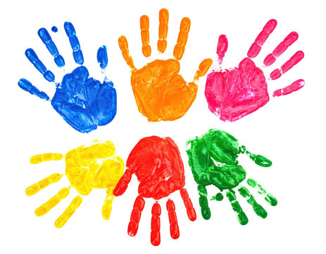 Vibrant Array Of Colorful Handprints Displayed Against A Transparent Background Showcasing Artistic Prints And Playful Human Touch