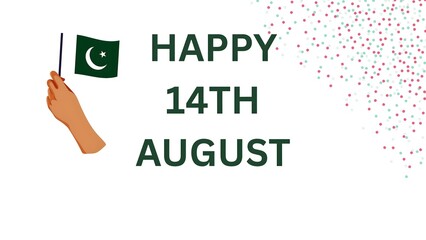 Happy 14th August Pakistan Independence Day Background with Green Flag and Crescent Moon Design


