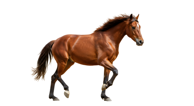 Brown Horse Running Against Black Background