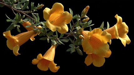 Native ornamental plant with vibrant yellow trumpet-shaped flowers