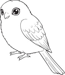 Cute Bird Coloring Page Illustration Outline Art