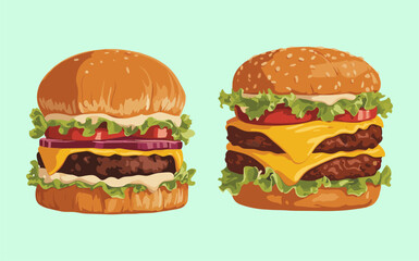 Burger vector design, vector illustration, Burger design, silhouette style.

