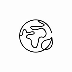 earth leaf line icon sign vector