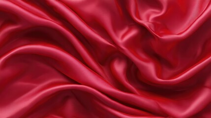Obraz premium Texture of red satin fabric as background, close-up.