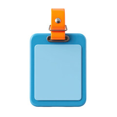 Blue badge holder with orange strap isolated on a transparent background identification