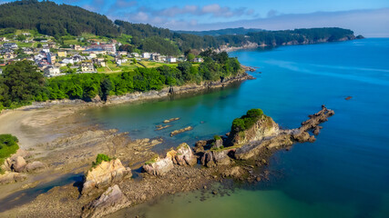 Breathtaking covas beach embraces the picturesque coastline of viveiro, galicia