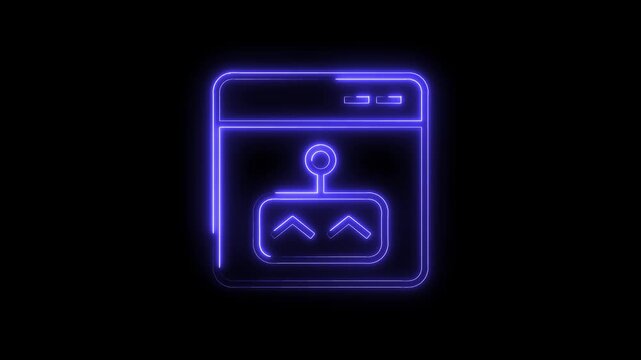 Neon web browser with digital wallet security interface displayed on black background animation