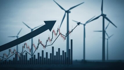 Positive financial trend of renewable energy investments and wind turbine growth - Powered by Adobe