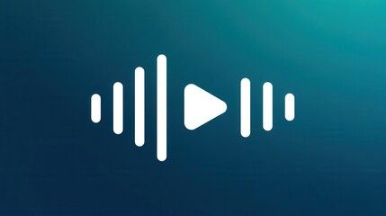 Fototapeta premium Dynamic Audio Icon: A sleek, modern audio icon, featuring a vibrant waveform and play symbol set against a gradient background, symbolizing sound, music, and media. 