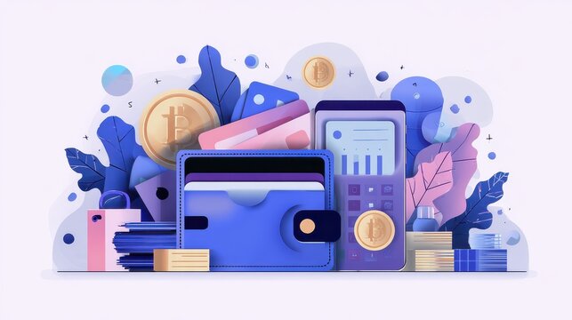 Digital money abstract concept vector illustration set. Cryptocurrency market, digital currency, electronic wallet, e-money transfer, payment technology, banking tool, shopping abstract metaphor., no - Powered by Adobe
