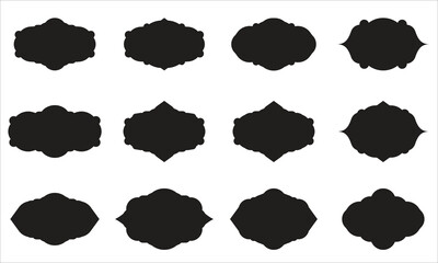 A versatile collection of vintage-inspired label frame silhouettes in vector format