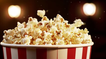 cinema popcorn close-up with gentle motion and warm lighting - Powered by Adobe