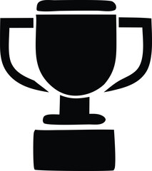 Simple black silhouette of a trophy with two handles and a base representing achievement and victory in a competition or award ceremony