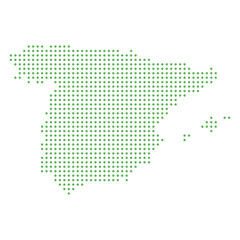 Fototapeta premium Dotted Map of Spain in Green on White Background