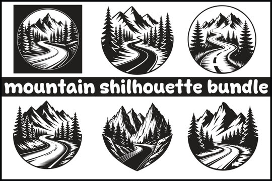 Mountain Road Silhouette SVG Bundle