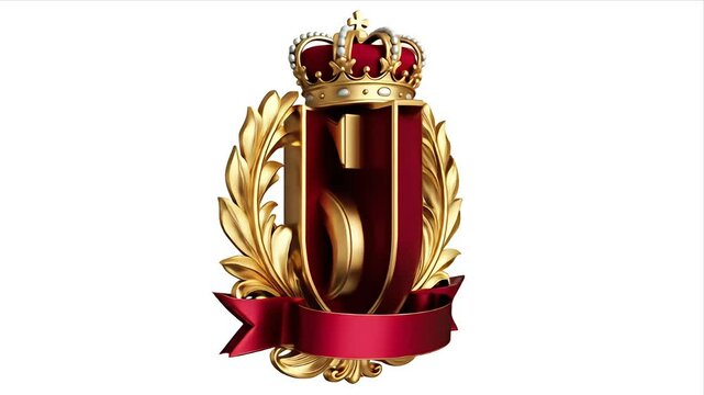 Gold letter "S" emblem with a crown, leaves, and a red ribbon