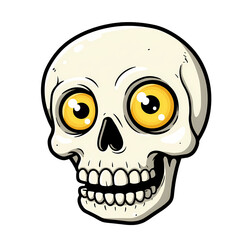 Fototapeta premium Pixel Art Skull Cartoonish Animated WideEyed Skull Illustration Perfect for Games Websites and Halloween Designs on transparent background