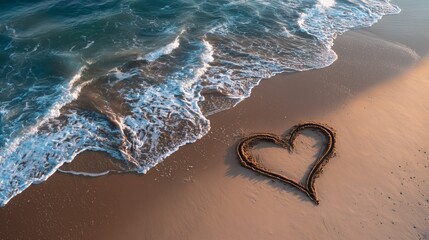 Un coeur dessiné dans le sable sur la plage pendant des vacances