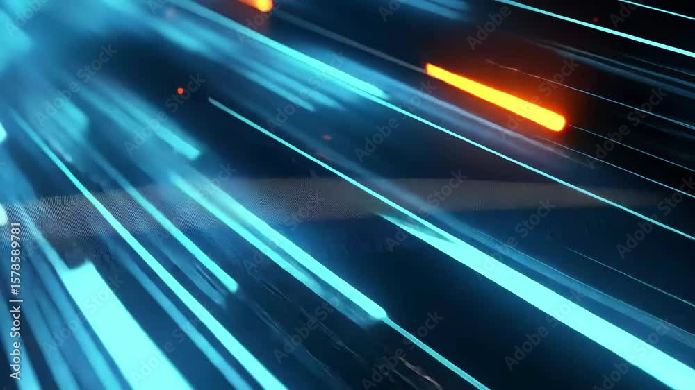 Poster blue diagonal lines create a vibrant data stream emphasizing advanced technology and digital innovat