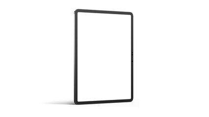 iPad on transparent background with shadow. Side view with empty blank screens for web design and UX/UI mockups.