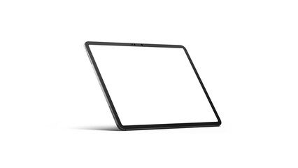iPad Pro on transparent background for web design and UX/UI mockups. Side view with empty blank screens. 
