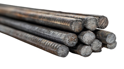 Scrap steel bars background isolated on a Transparent background, PNG file.