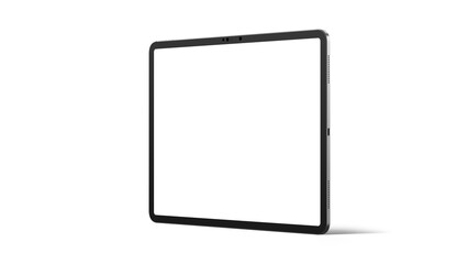 iPad on transparent background with shadow. Side view with empty blank screens for web design and UX/UI mockups.