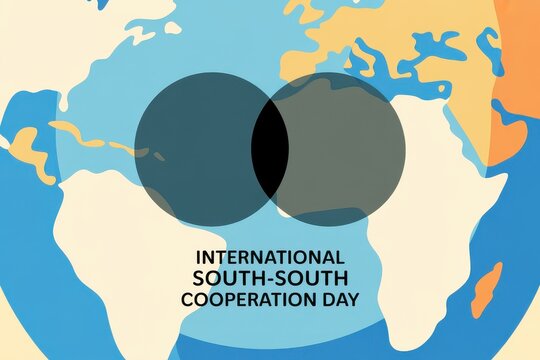 International south south cooperation day celebrated with global map graphic