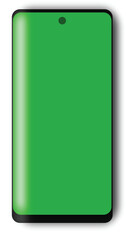 A simple vector illustration of a modern smartphone with a shadow and a green screen color. Ideal for UI mockups, app presentations, or mobile technology designs.