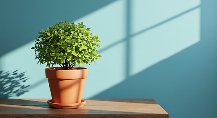 Fototapeta premium Sunlit Basil: A 3D Render
