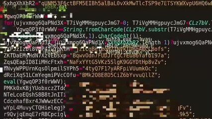 Abstract video of corrupted, glitching computer code.  Represents data errors, hacking, cybersecurity, or digital malfunction. Perfect for tech, security, and abstract design projects. - Powered by Adobe