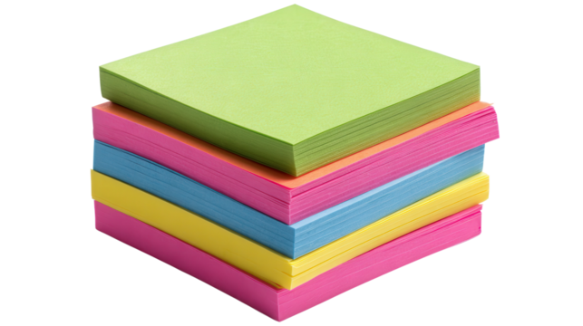Sticky notes pad background isolated on a Transparent background, PNG file.