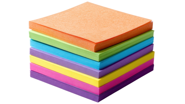 Sticky notes pad background isolated on a Transparent background, PNG file.