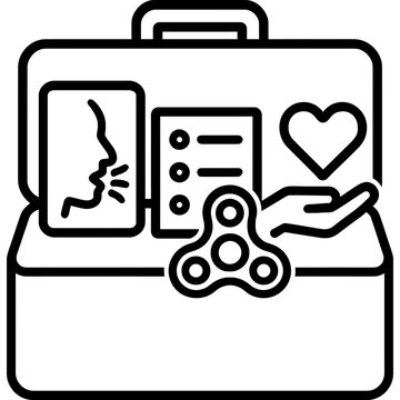 Anxiety coping toolkit outline icon vector
