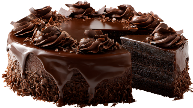 A chocolate cake with chocolate frosting and chocolate sprinkles