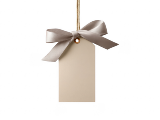 Blank gift tag with satin ribbon for personalized messages and celebrations