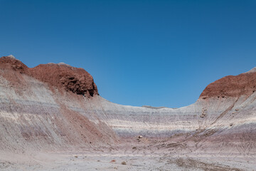 The Tepees, Petrified Forest National Park, Arizona. Desert varnish. Chinle Formation, Blue Mesa Member. Mudstone with minor siltstone and sandstone.
