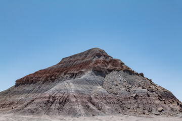 Historic Blue Forest Trailhead, Petrified Forest National Park, Arizona. Desert varnish. Chinle Formation, Blue Mesa Member. Mudstone with minor siltstone and sandstone.


