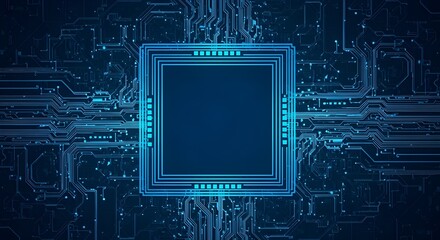 Central Processing Unit (CPU) Chip with Circuit Board Design | Microchip for Technology, Computing and Innovation Backgrounds