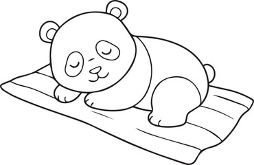 Sleeping Panda Coloring Page Cute Animal Illustration